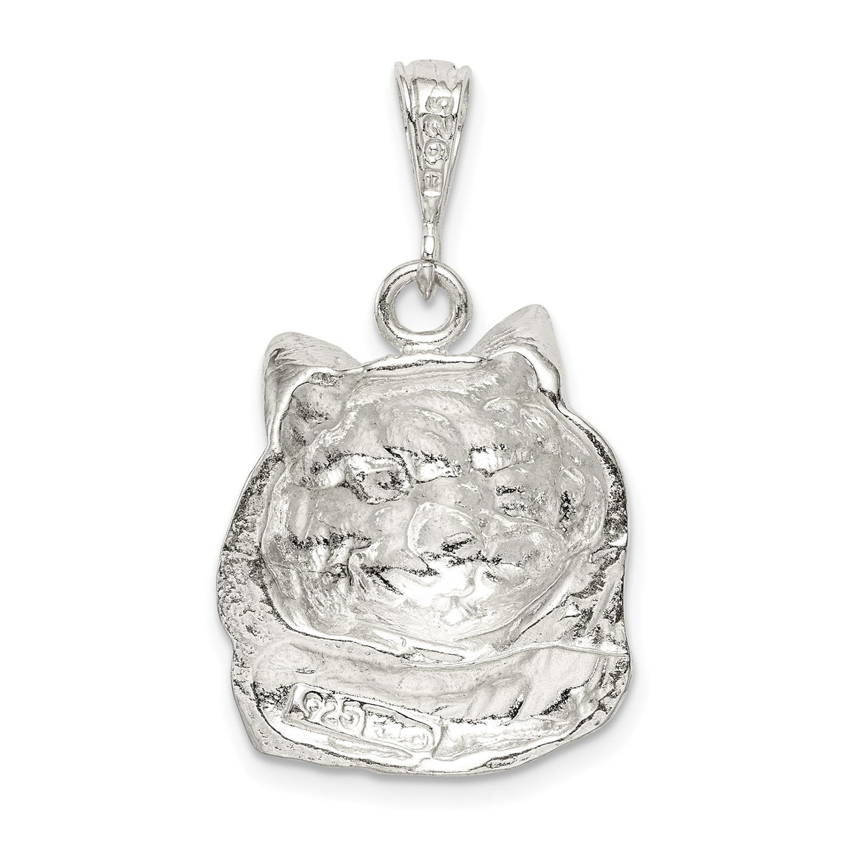 Sterling Silver Cat Face Pendant with Detailed Feline Design, Pet Memorial Jewelry for Women