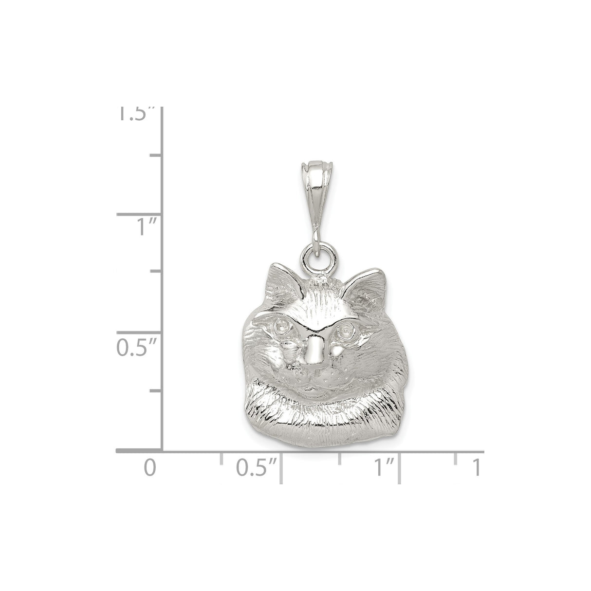 Sterling Silver Cat Face Pendant with Detailed Feline Design, Pet Memorial Jewelry for Women