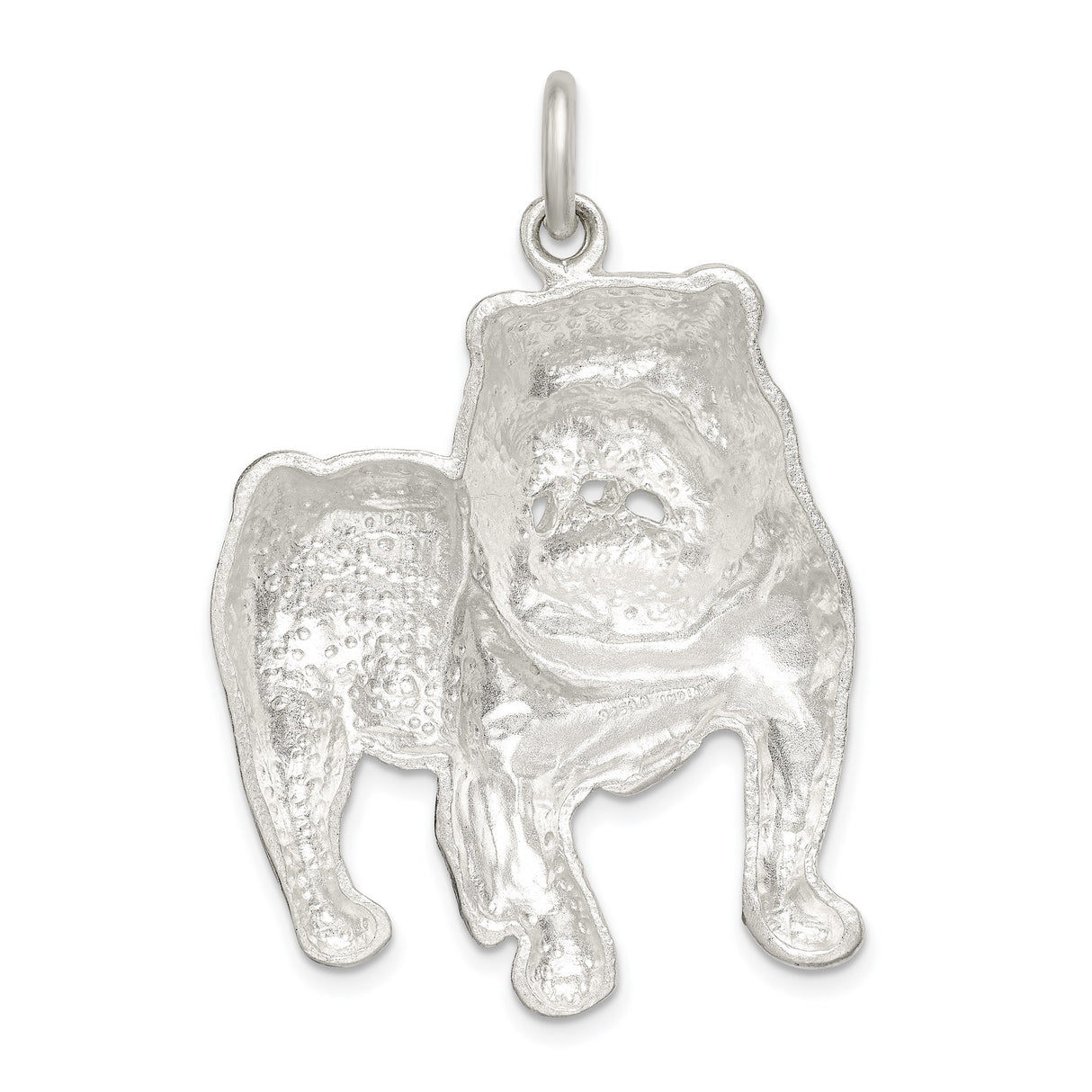Sterling Silver Bulldog Pendant Charm, Textured and Polished Dog Jewelry for Women or Unisex Wear