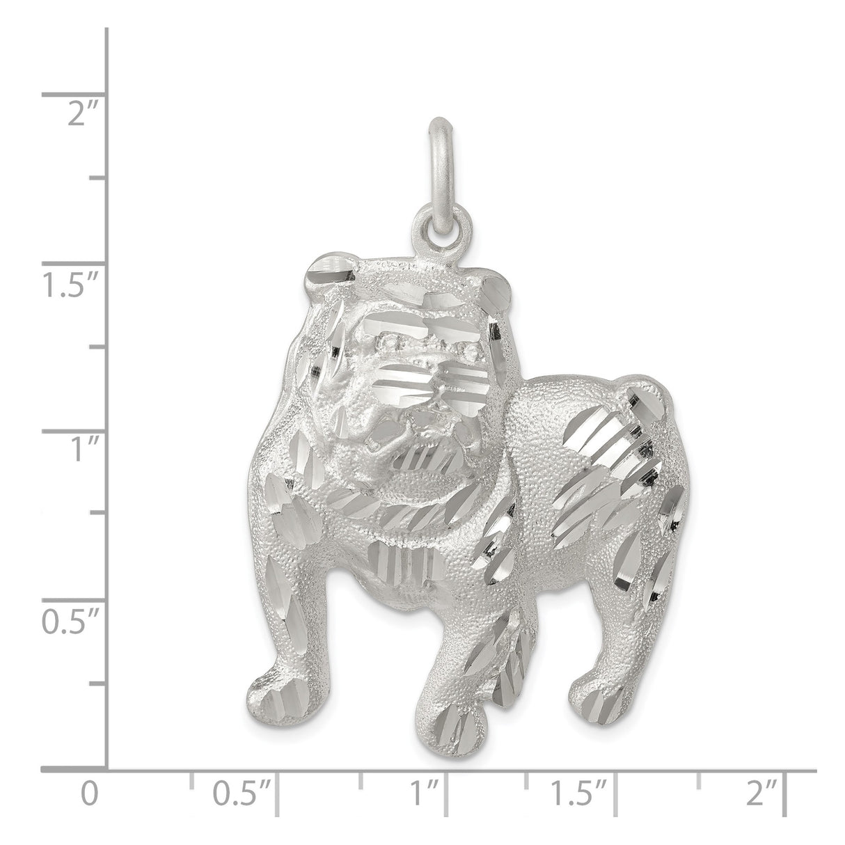 Sterling Silver Bulldog Pendant Charm, Textured and Polished Dog Jewelry for Women or Unisex Wear