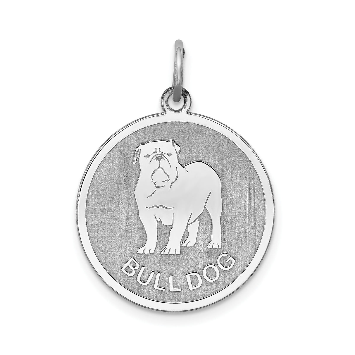 Sterling Silver Bulldog Pendant with Dog Emblem and BULLDOG Text, Unisex Memorial Jewelry