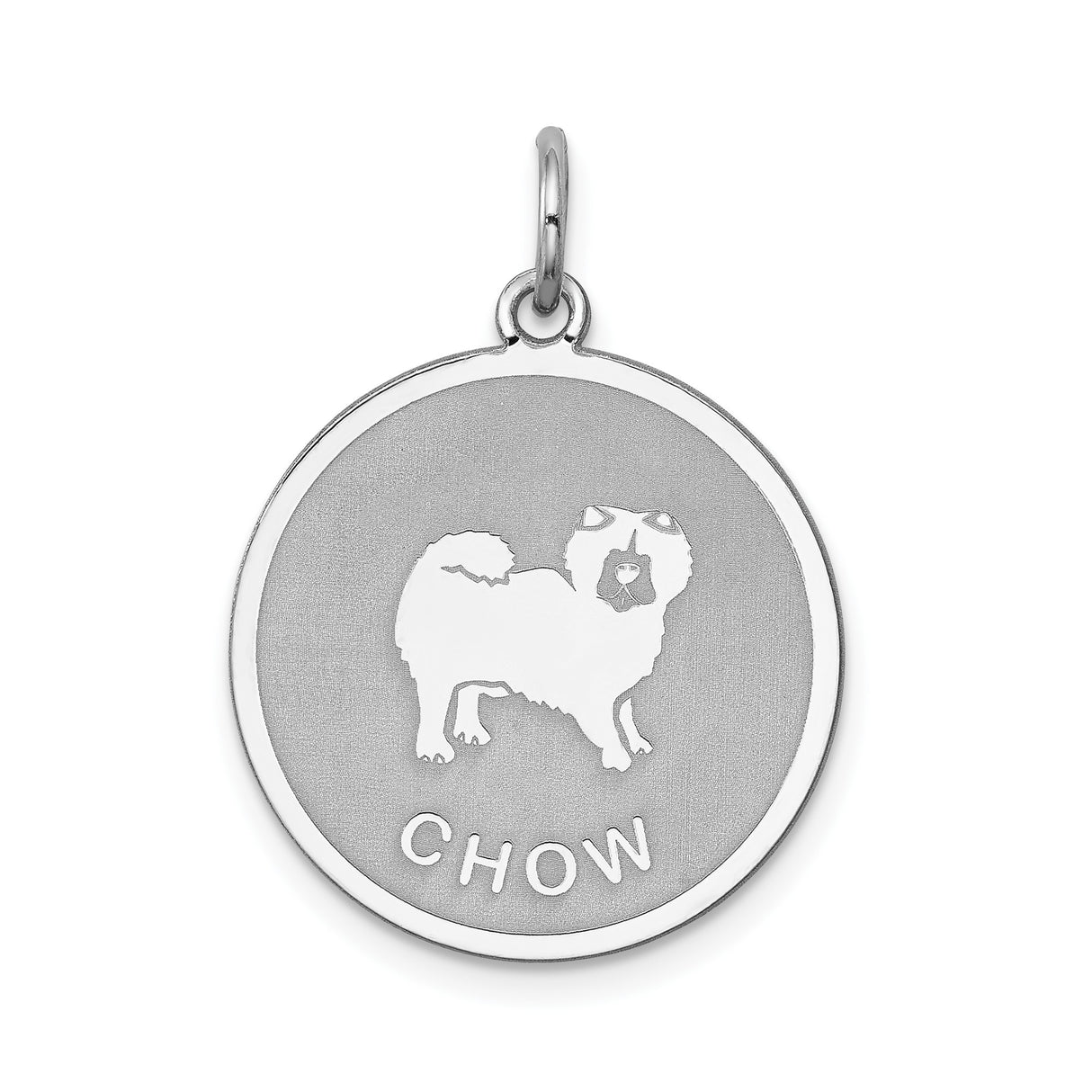 Sterling Silver Chow Chow Pendant with Dog Silhouette, Animal Tribute Charm