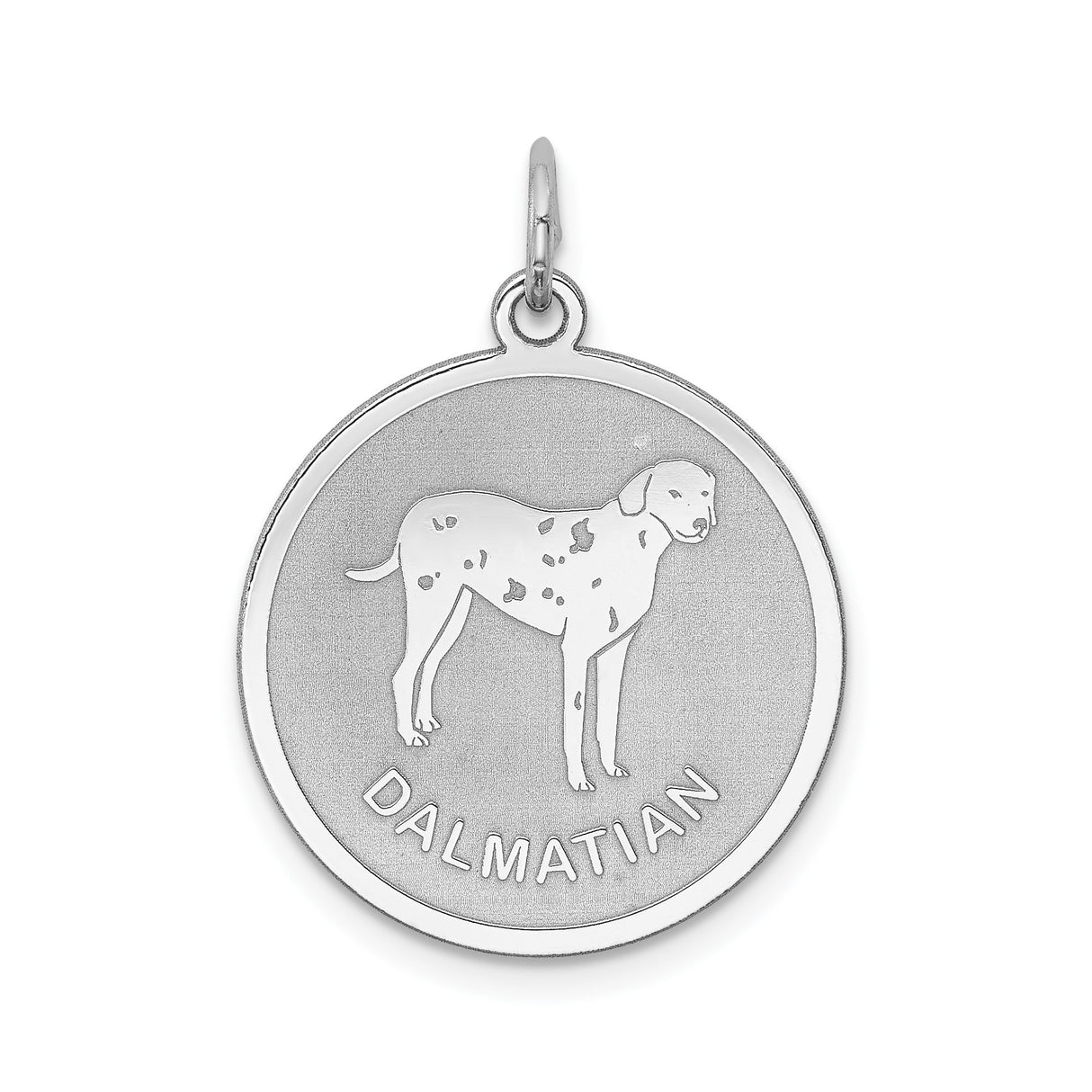 Sterling Silver Dalmatian Dog Pendant, Silhouette with Text, Pet Memorial Charm