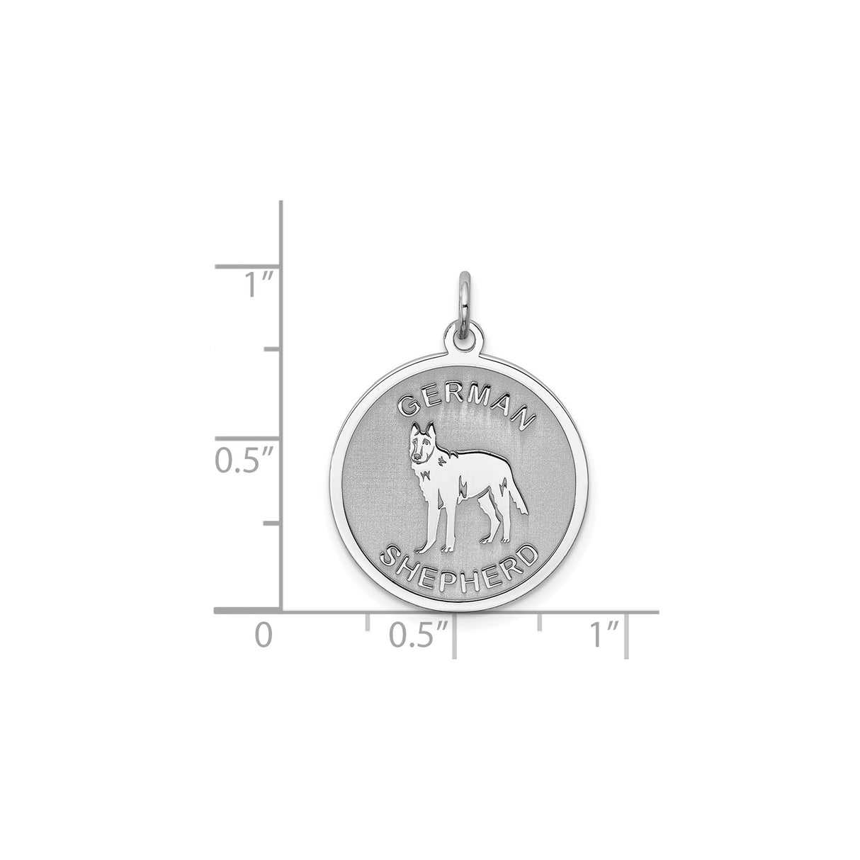 Sterling Silver German Shepherd Pendant with Dog Silhouette, Round Pet Medallion Charm