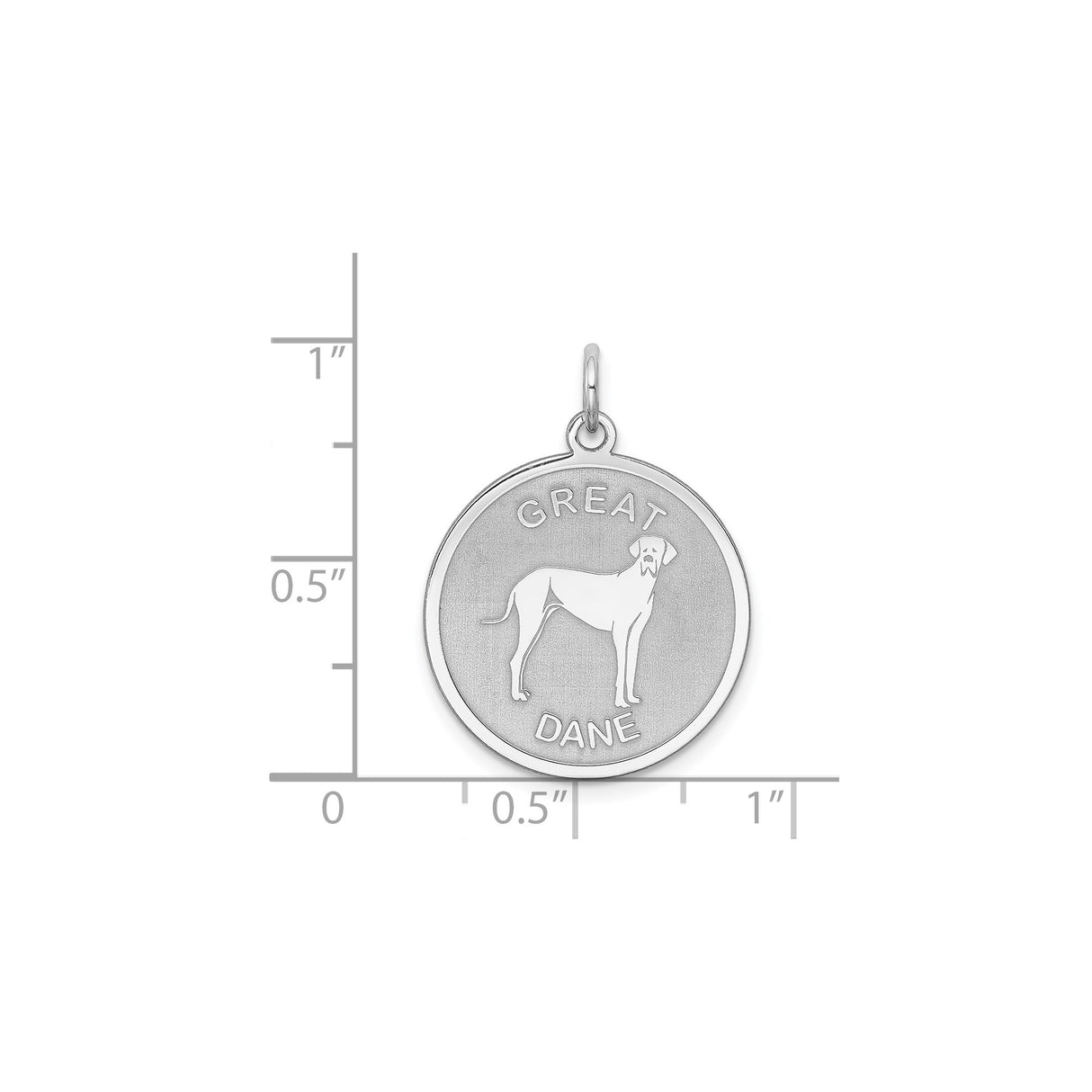 Sterling Silver Great Dane Pendant with Etched Silhouette and Text, Unisex Dog Charm
