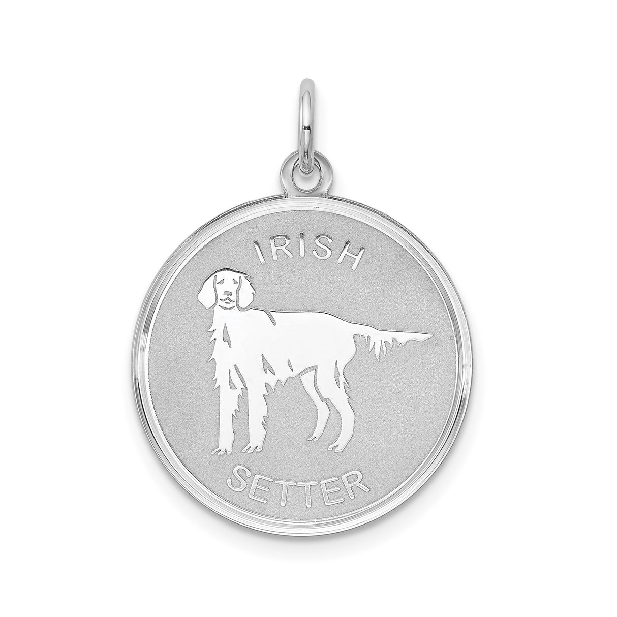 Sterling Silver Irish Setter Dog Pendant with Silhouette and Breed Text