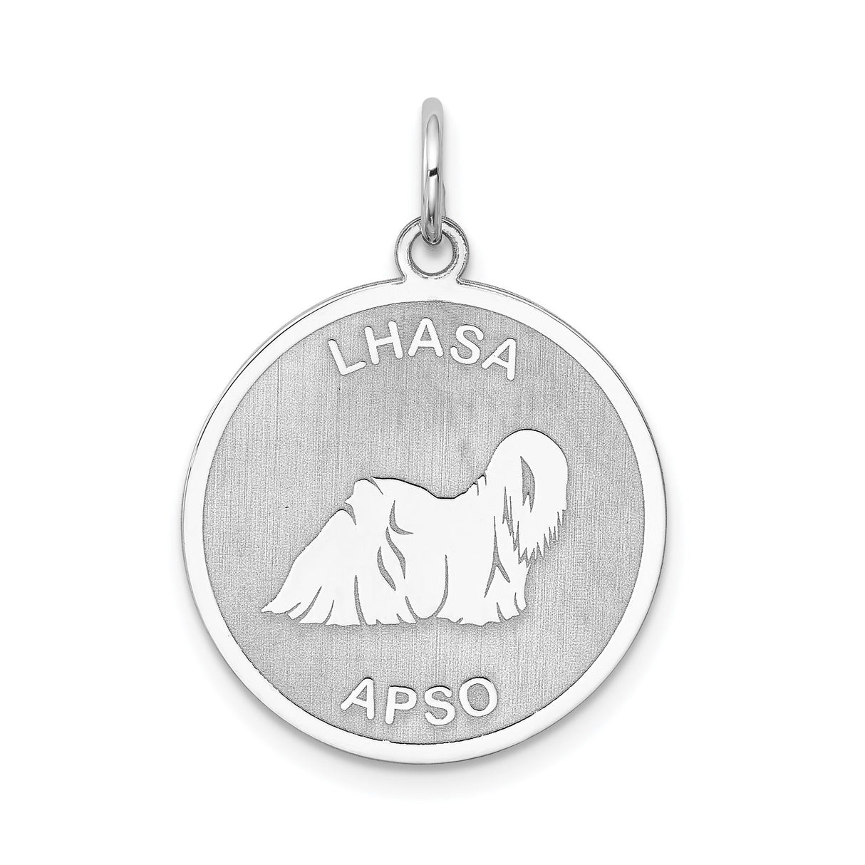 Sterling Silver Pendant with Lhasa Apso Silhouette and Name, Dog Lover Pet Memorial Charm