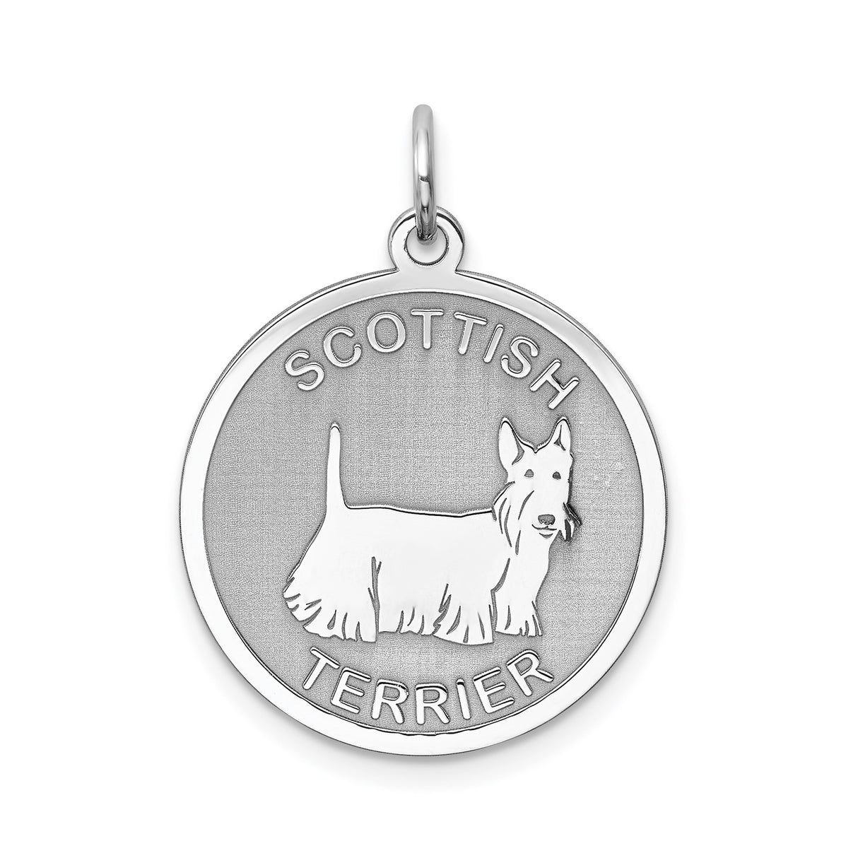 Sterling Silver Scottish Terrier Pendant, Dog Silhouette Medallion, Pet Memorial Jewelry