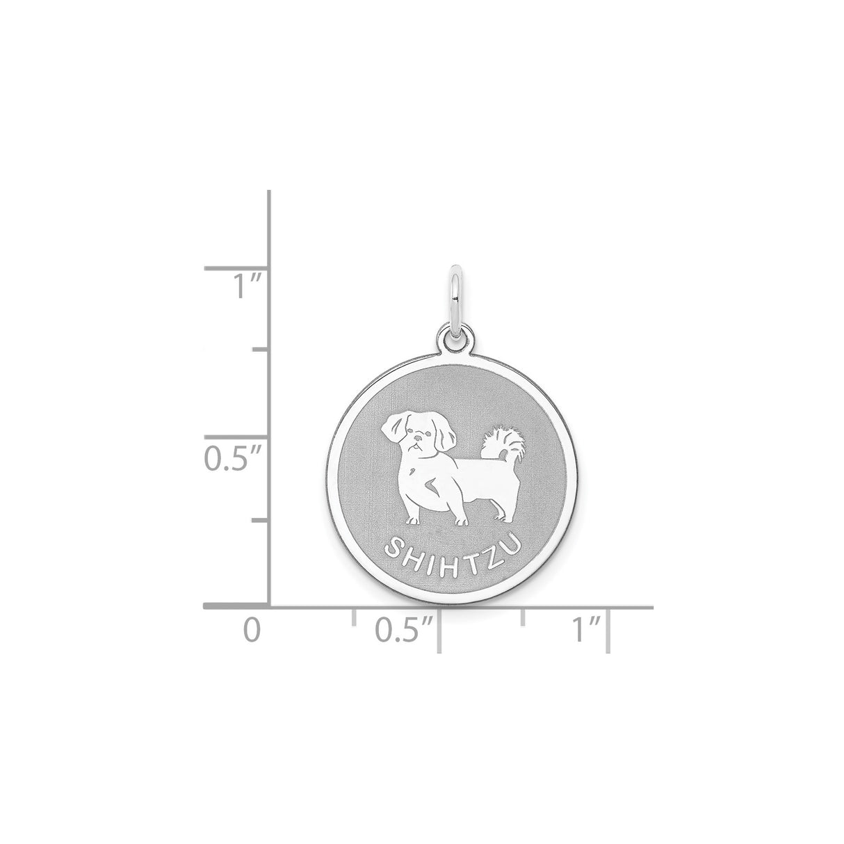 Sterling Silver Pendant with Round Shih Tzu Silhouette, Dog Lover Keepsake Jewelry