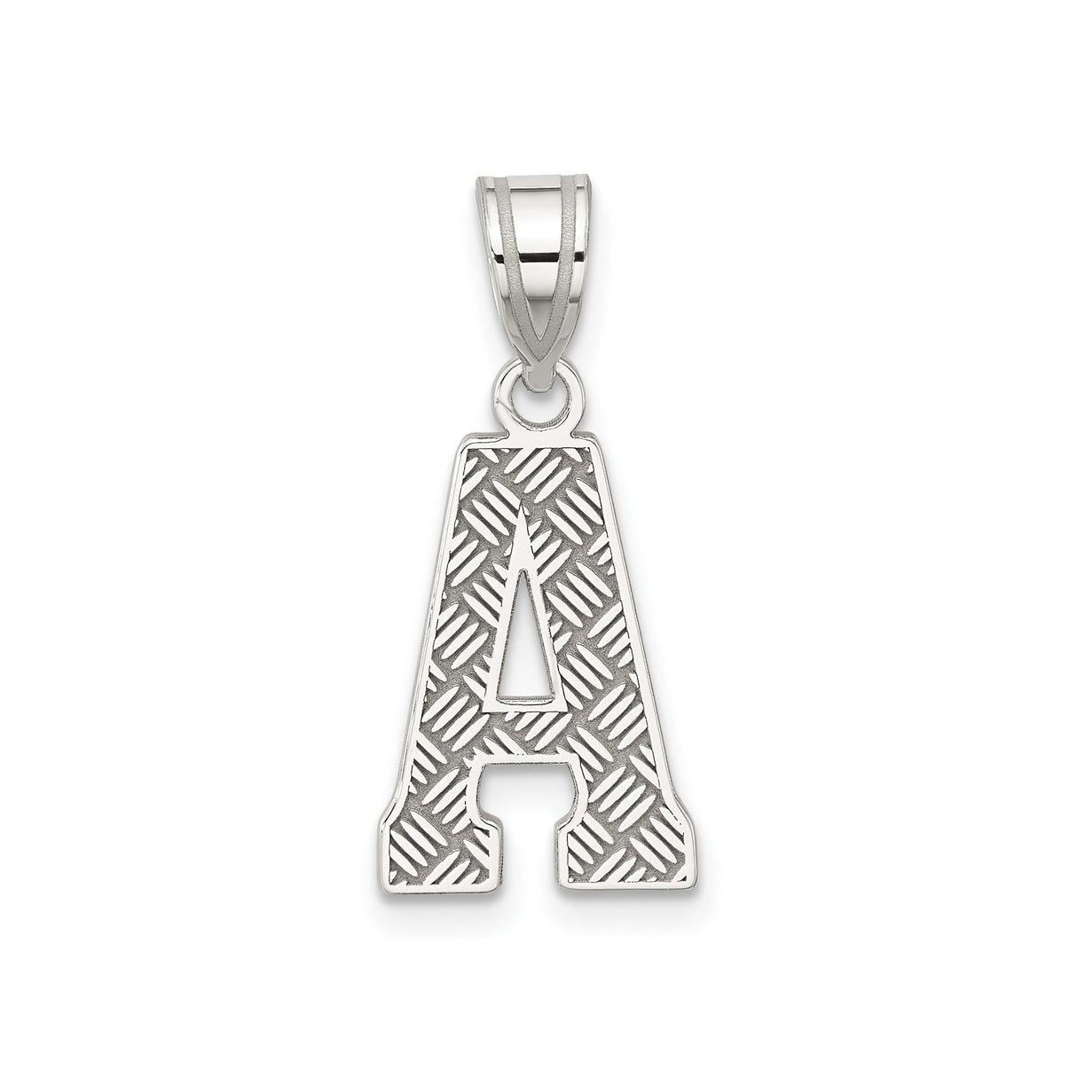 Sterling Silver Pendant, Initial A with Diagonal Textured Design, Minimalist Letter Jewelry