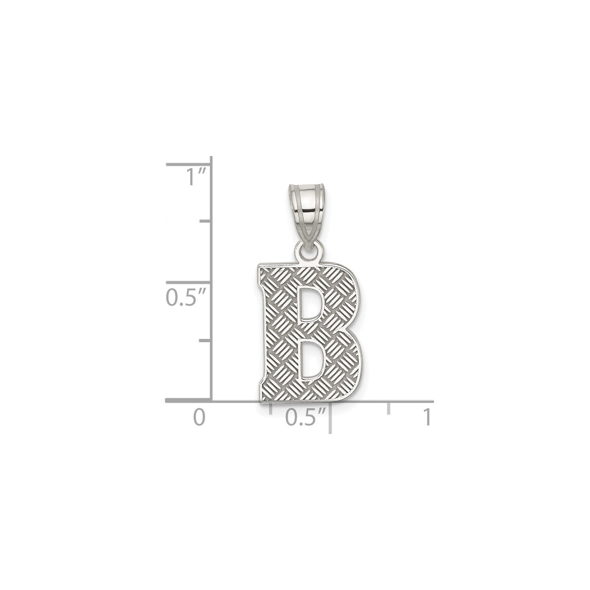 Sterling Silver Initial B Pendant with Diamond Cut Texture, Bold Letter Charm, Unisex Accessory