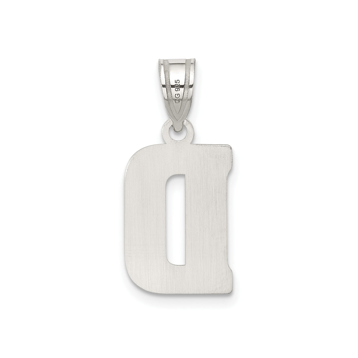 Sterling Silver Pendant with Letter D, Diamond Texture, Industrial Rugged Style