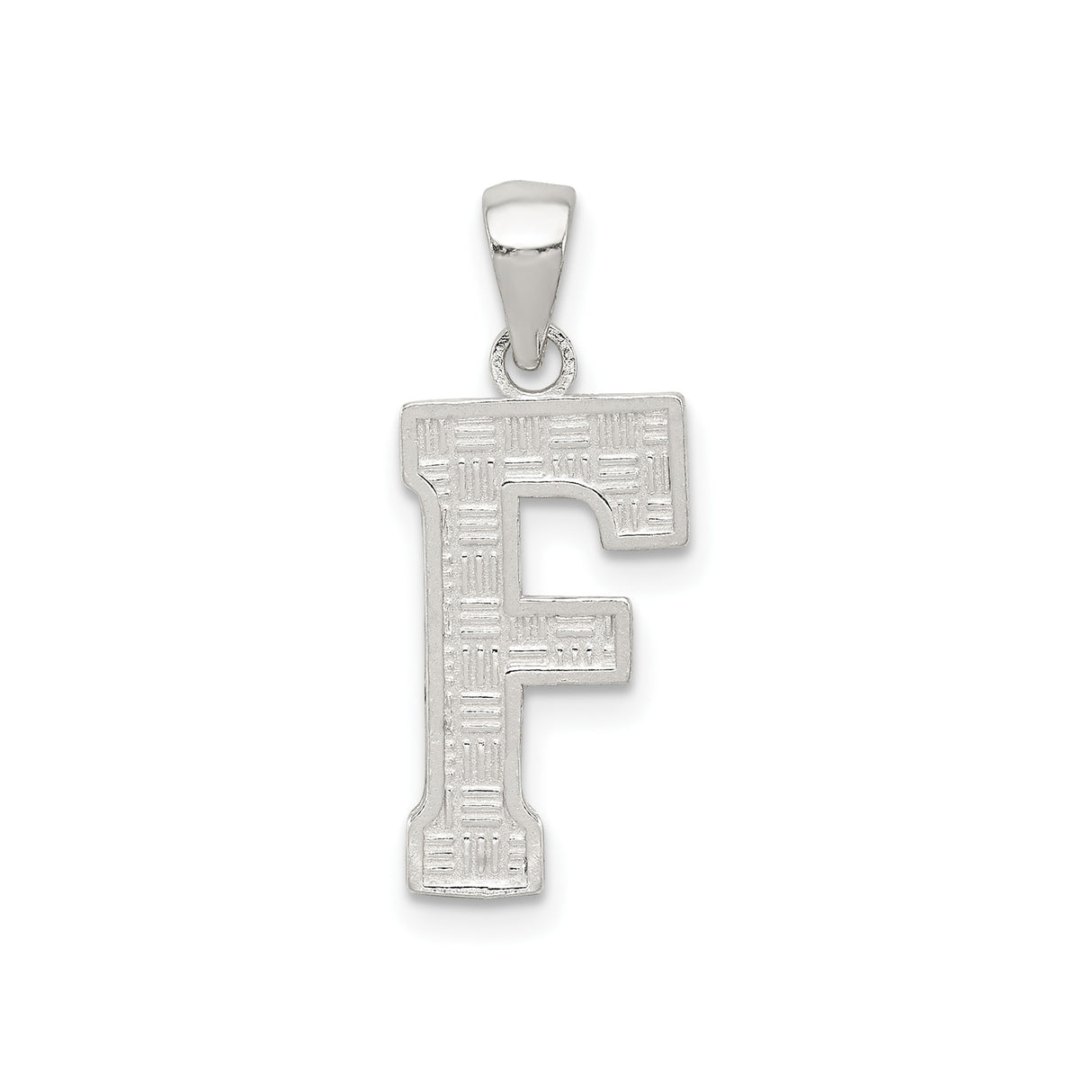 Sterling Silver Letter F Pendant, Textured Alphabet Charm, Minimalist Unisex Jewelry