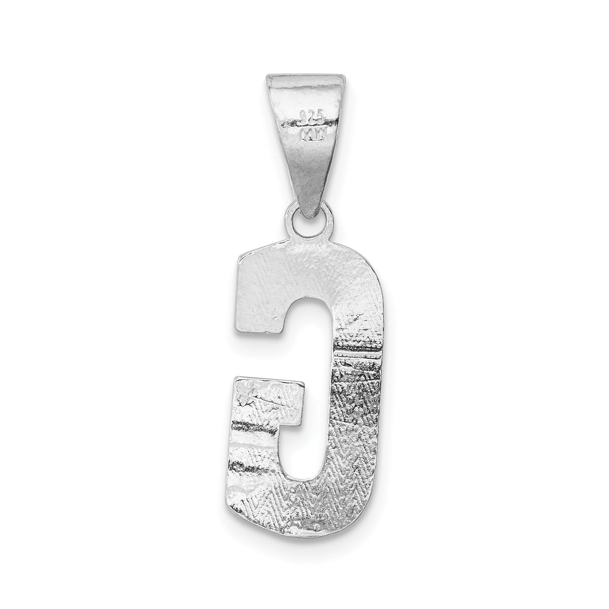 Sterling Silver Pendant, Textured Letter G Alphabet Charm, Unisex Initial Jewelry