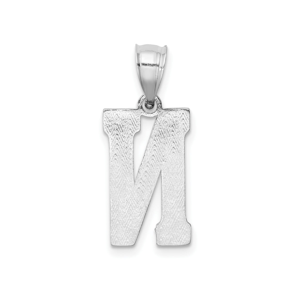 Sterling Silver Initial N Pendant, Textured Alphabet Letter Charm, Unisex Monogram Jewelry