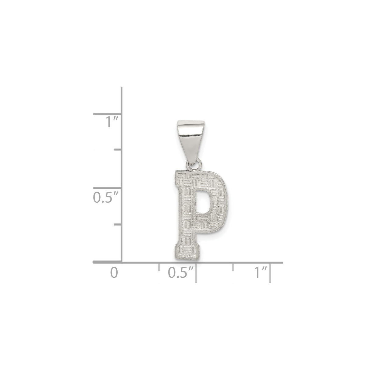 Sterling Silver Initial P Pendant, Textured Alphabet Charm, Minimalist Monogram Jewelry