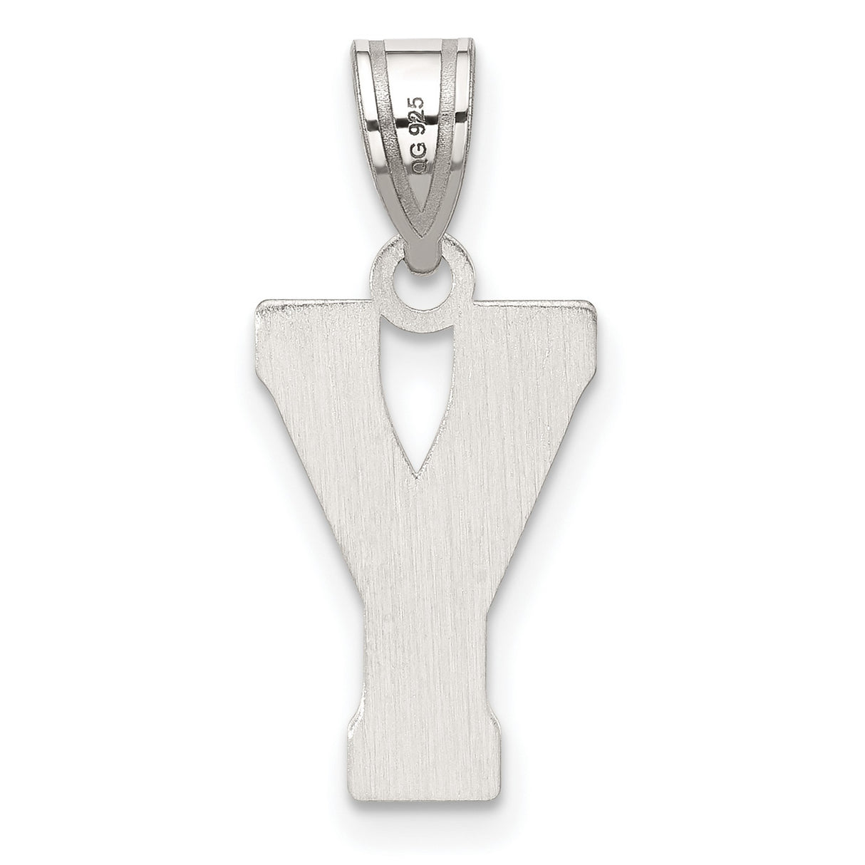 Sterling Silver Letter Y Pendant, Diamond Cut Textured Alphabet Charm, Unisex Initial Jewelry