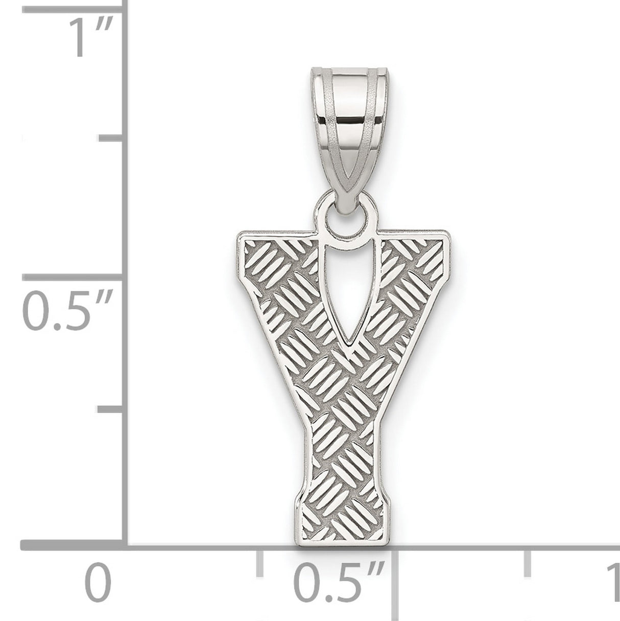 Sterling Silver Letter Y Pendant, Diamond Cut Textured Alphabet Charm, Unisex Initial Jewelry
