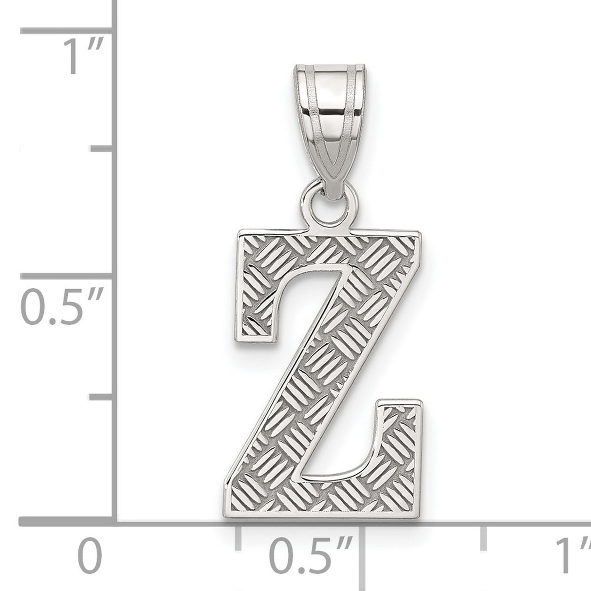 Sterling Silver Letter Z Pendant with Textured Diamond-Cut Finish, Unisex Monogram Charm