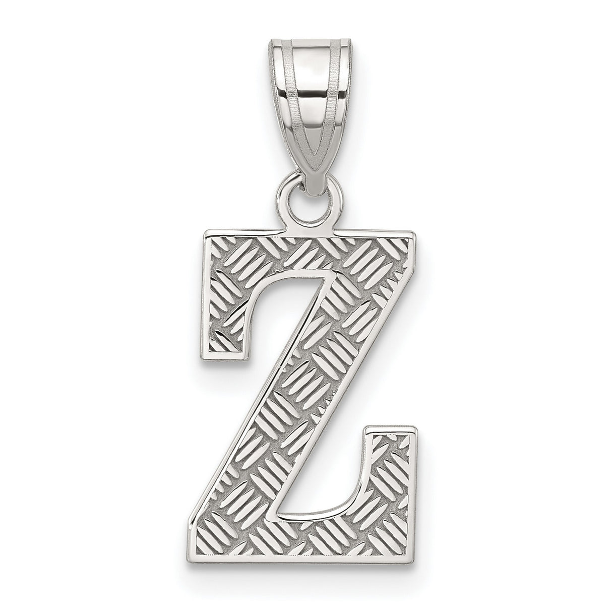 Sterling Silver Letter Z Pendant with Textured Diamond-Cut Finish, Unisex Monogram Charm