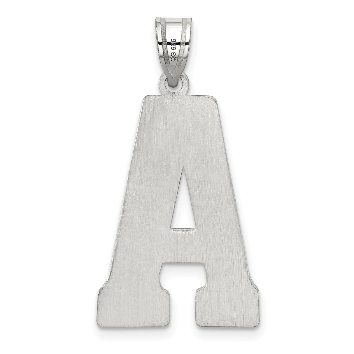 Sterling Silver Letter A Pendant with Crosshatch Texture, Unisex Initial Charm