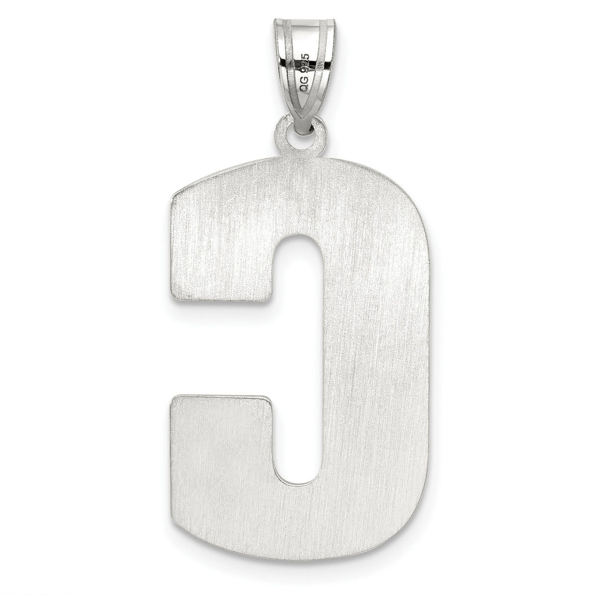 Sterling Silver C Pendant, Diamond-Cut Textured Uppercase Letter Charm for Unisex Wear