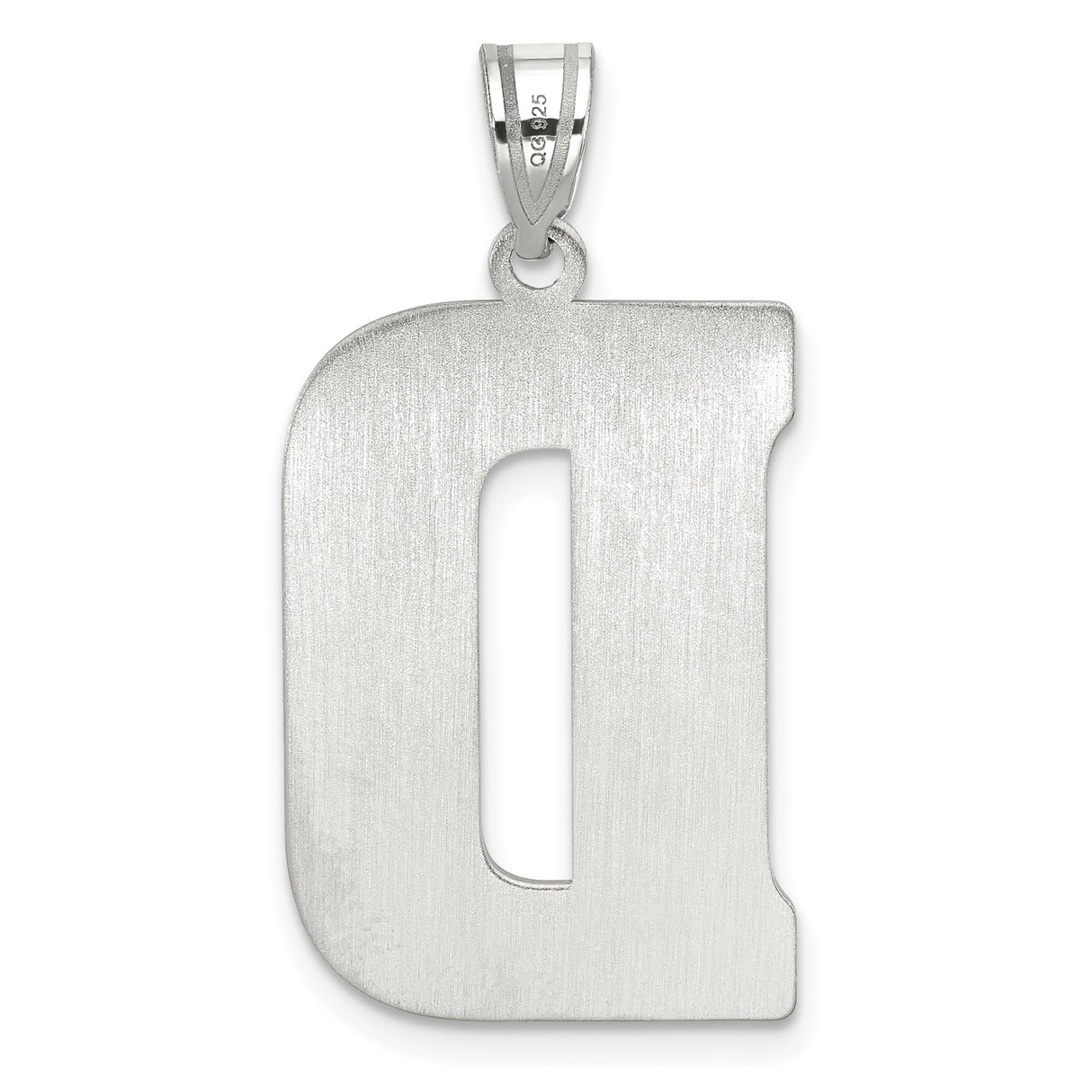 Sterling Silver Pendant Charm with Diamond Cut Texture, Uppercase Letter D Initial
