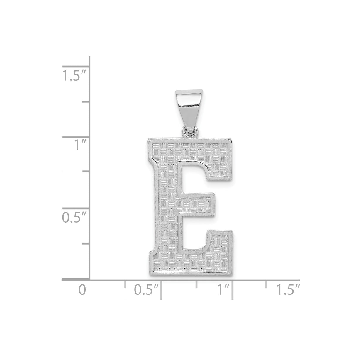 Sterling Silver Initial Pendant, Textured Block Letter E Alphabet Charm, Unisex Monogram Jewelry