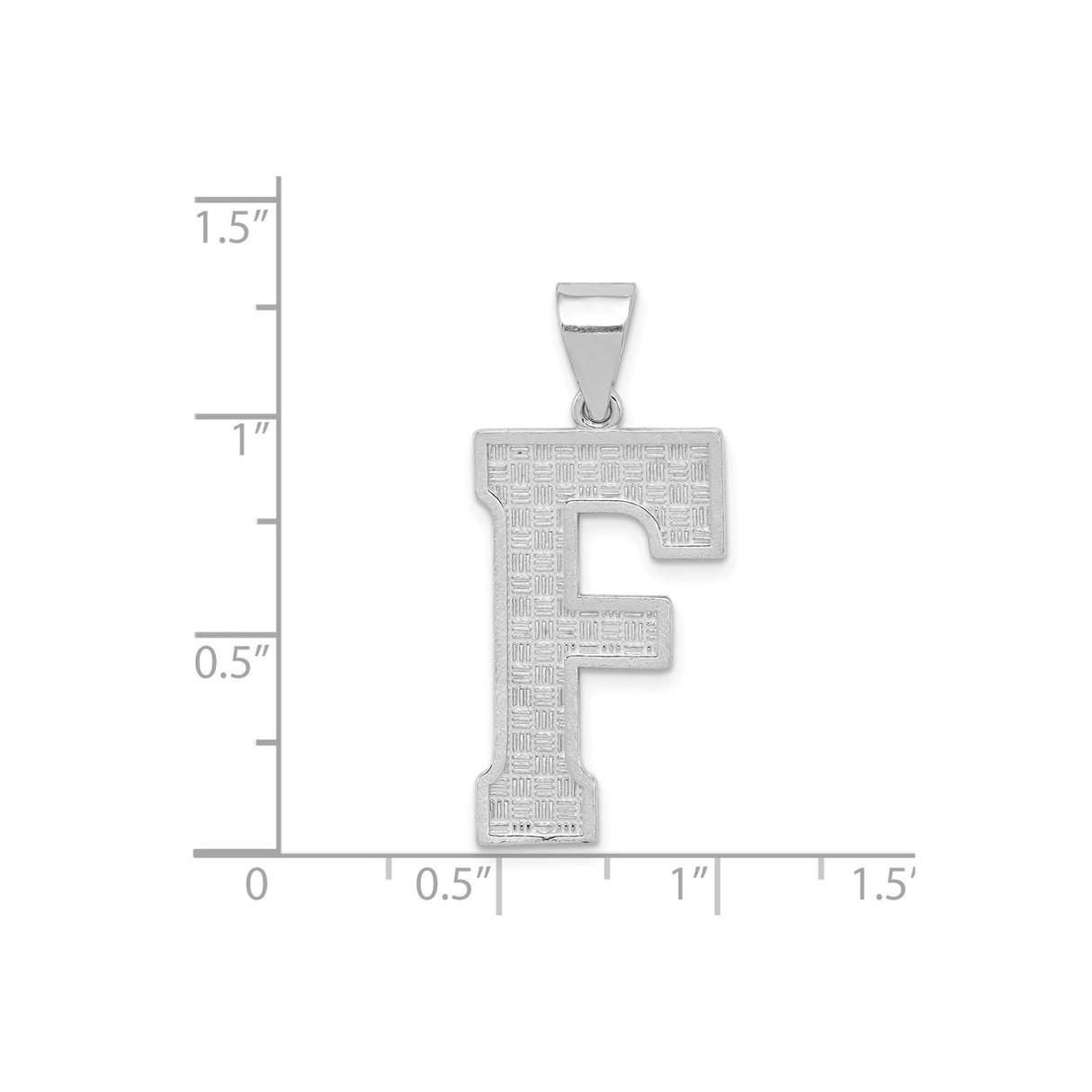 Sterling Silver F Initial Pendant, Textured Alphabet Monogram Charm for Men and Women