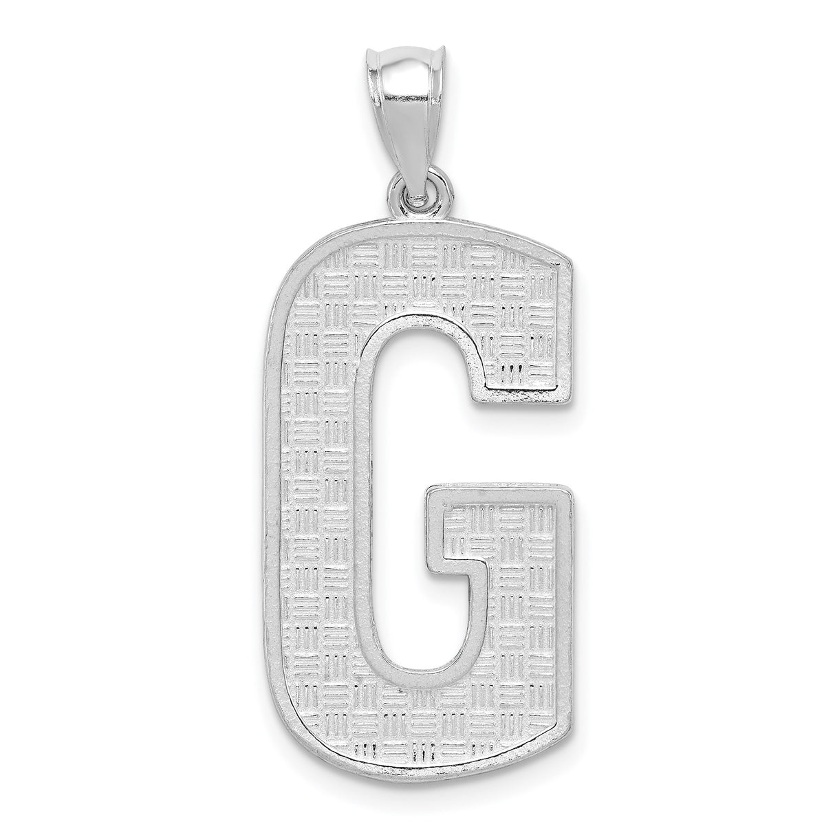 Sterling Silver Letter G Pendant, Textured Geometric Initial Charm, Unisex Jewelry