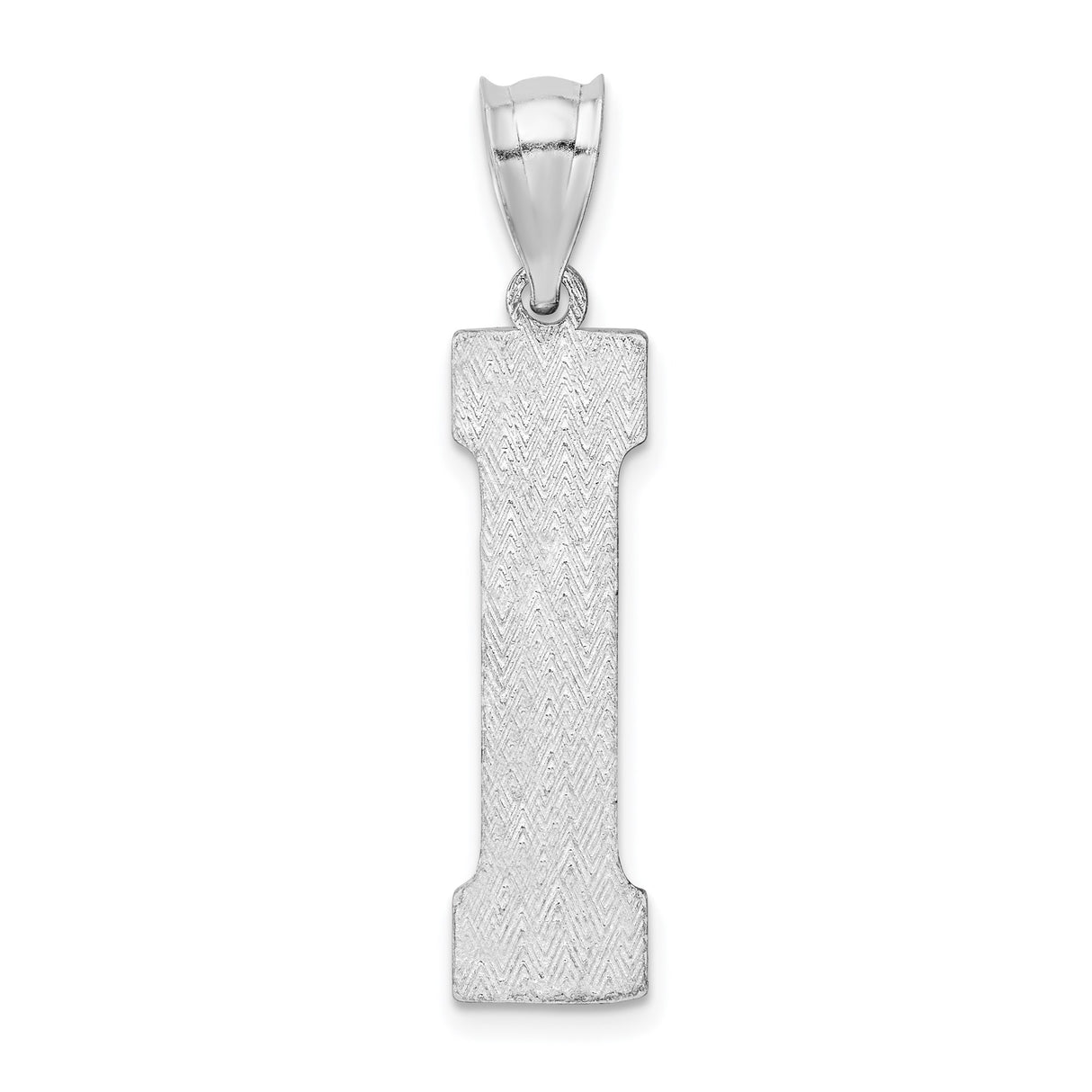 Sterling Silver Letter I Pendant with Grid Texture, Modern Initial Charm for Unisex Layering