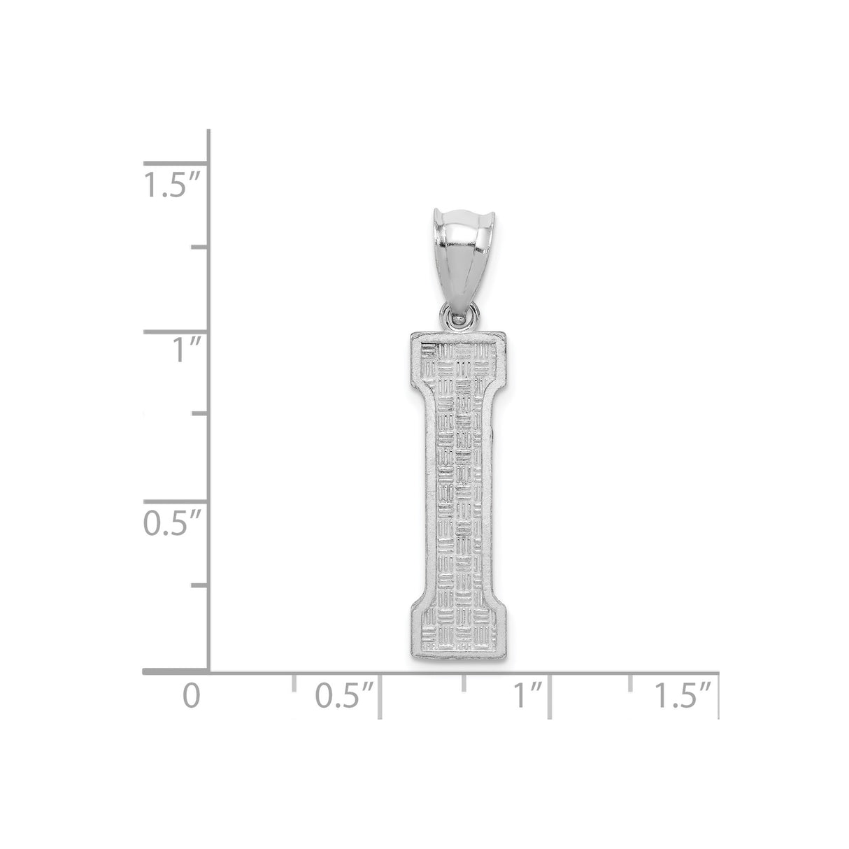 Sterling Silver Letter I Pendant with Grid Texture, Modern Initial Charm for Unisex Layering