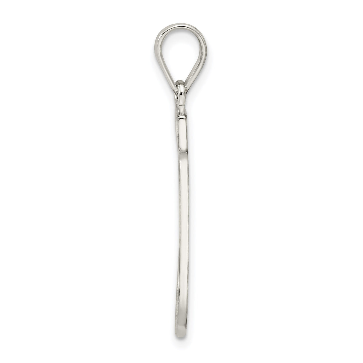 Sterling Silver Letter J Pendant with Textured Grid Pattern, Unisex Alphabet Charm