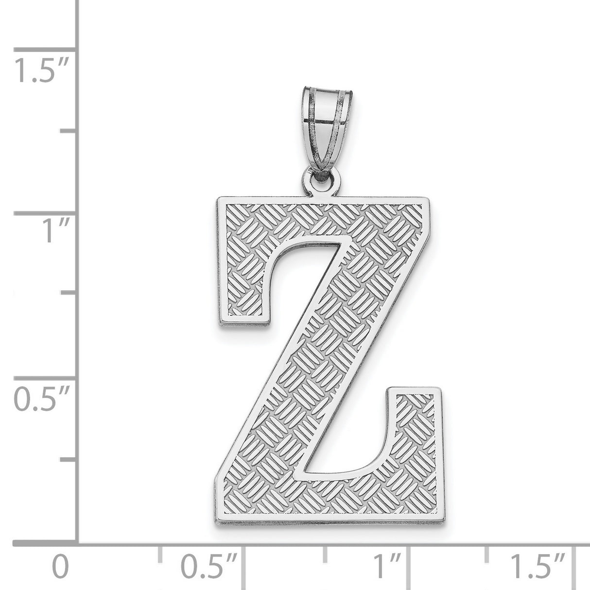 Sterling Silver Letter Z Pendant with Textured Diamond Cut Finish, Unisex Initial Charm