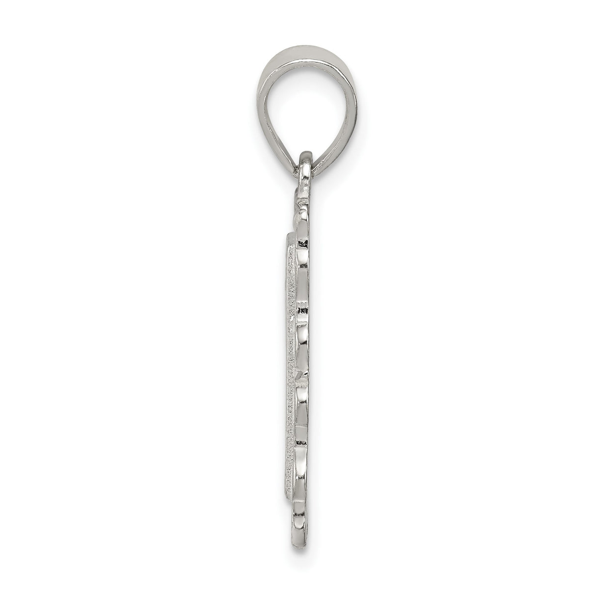Sterling Silver Letter D Pendant with Scrollwork Border and Textured Finish