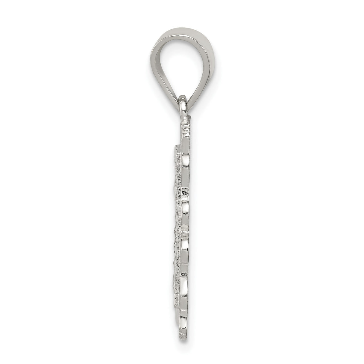 Sterling Silver Initial J Pendant with Scrollwork Border in Rectangle Frame