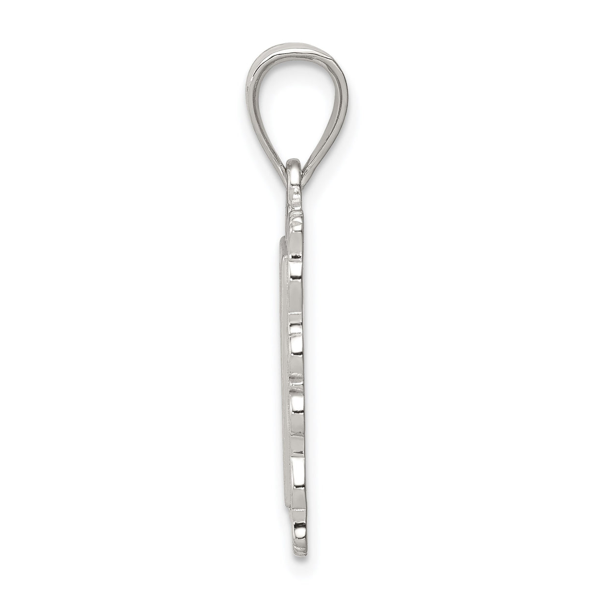 Sterling Silver Letter L Pendant with Textured Background and Scrollwork Border