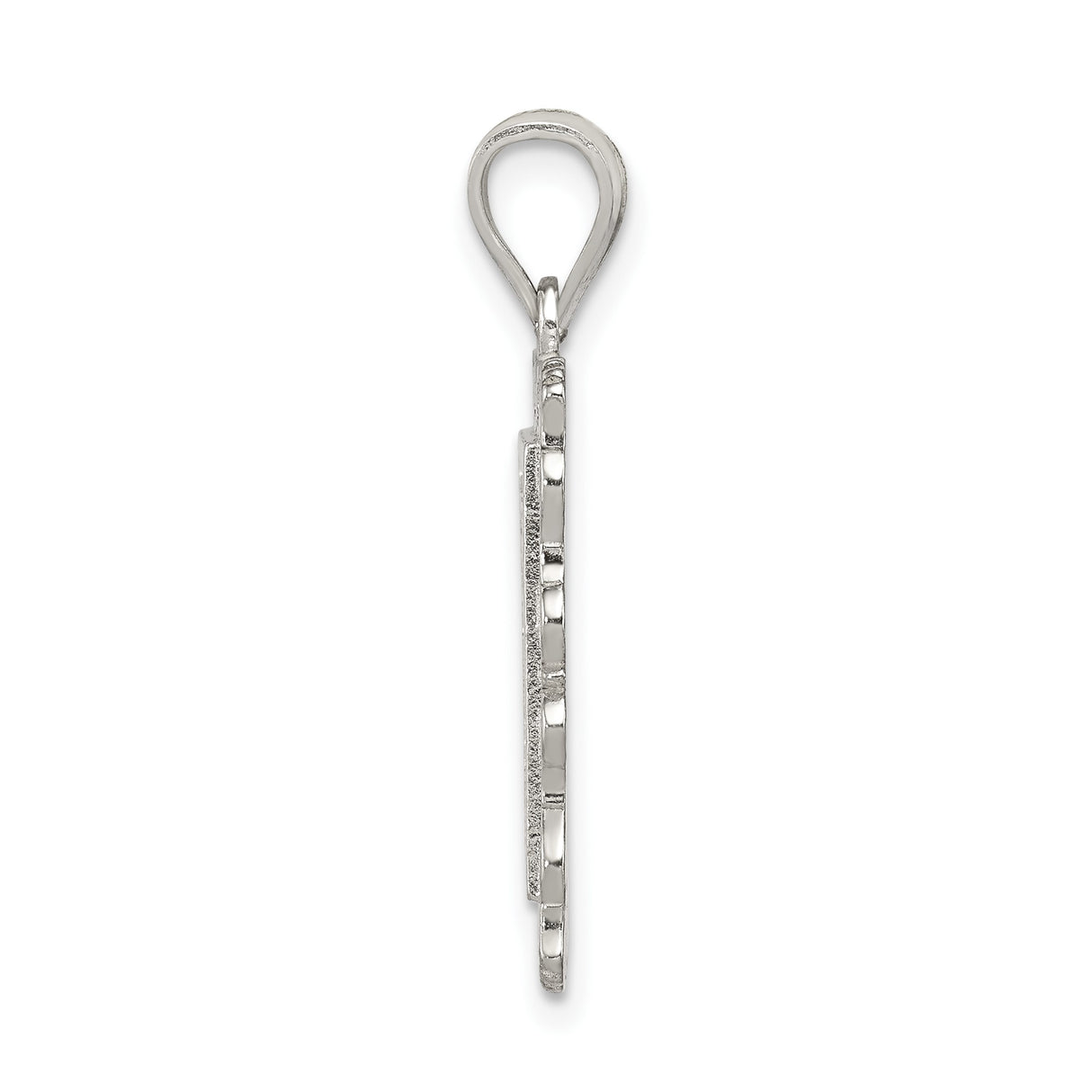 Sterling Silver Rectangular Pendant with Letter P, Textured Background, Scroll Border