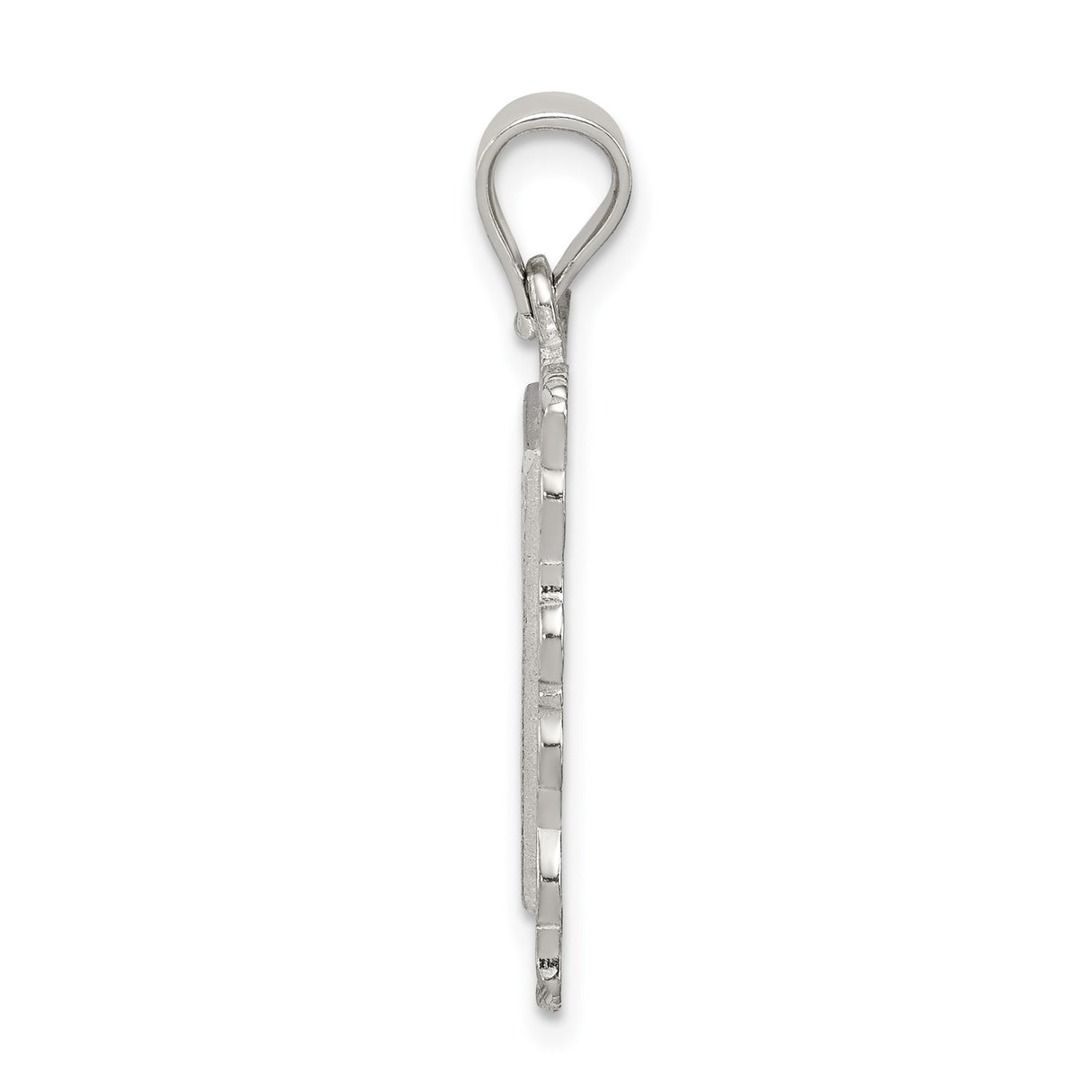 Sterling Silver Initial W Pendant, Rectangle Letter Charm with Scrollwork Border