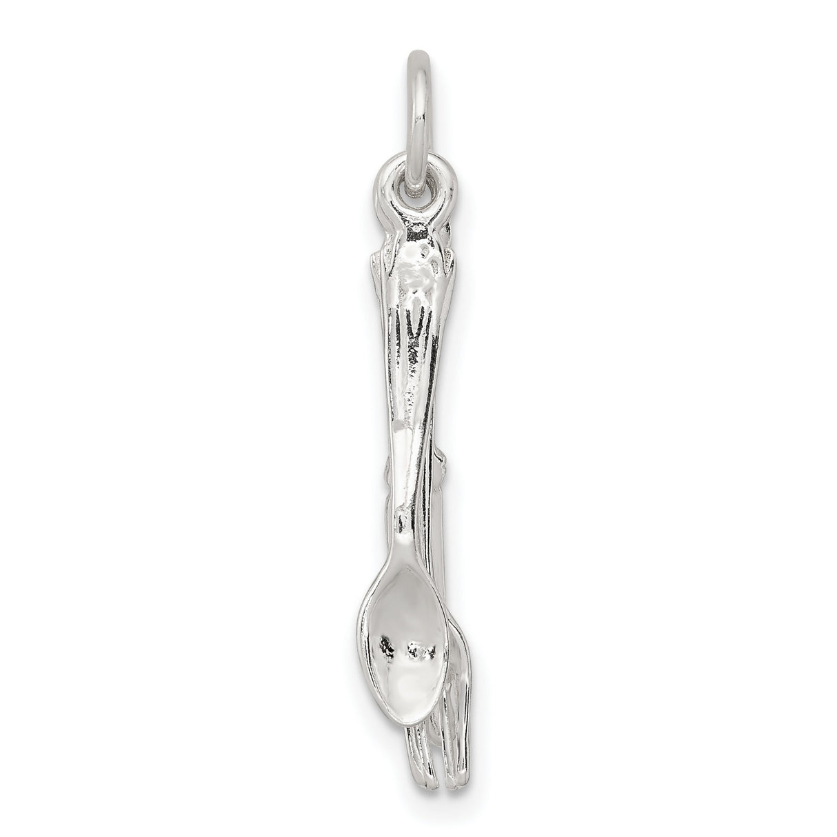 Knife Fork and Spoon 28x10mm Charm Pendant in Real 925 Sterling Silver