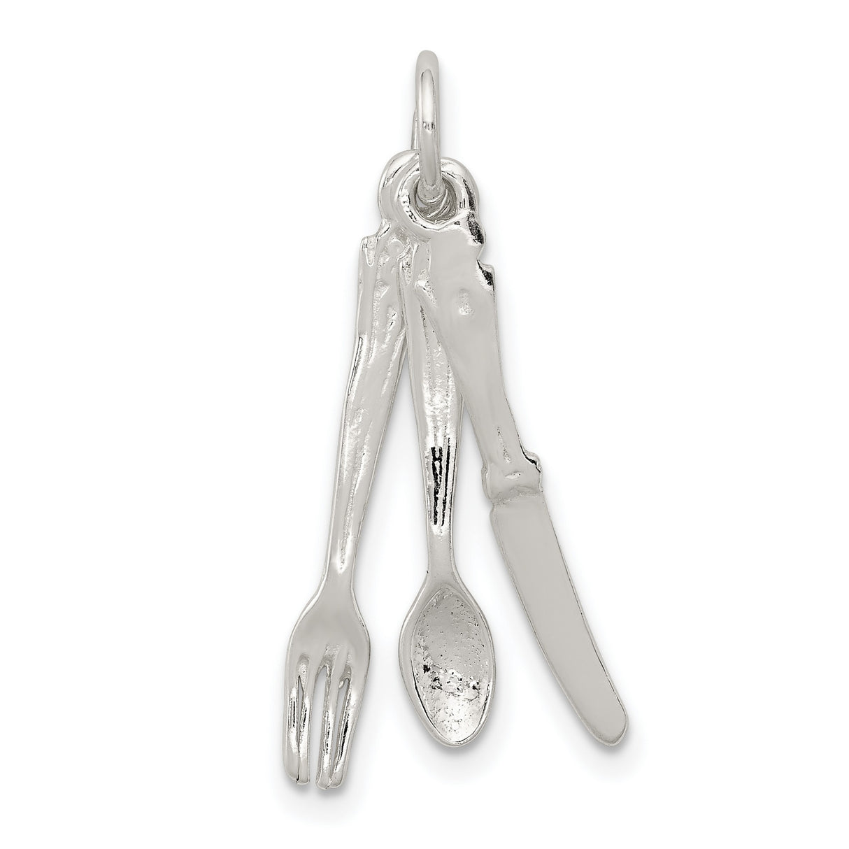 Knife Fork and Spoon 28x10mm Charm Pendant in Real 925 Sterling Silver