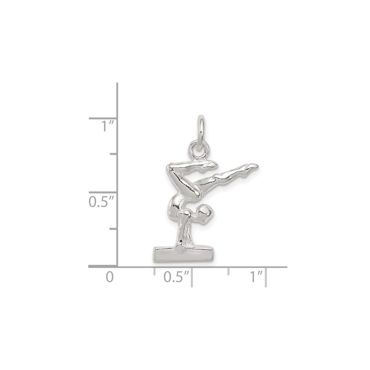 Sterling Silver Gymnast Pendant with Female Handstand on Balance Beam , Athletic Charm Jewelry