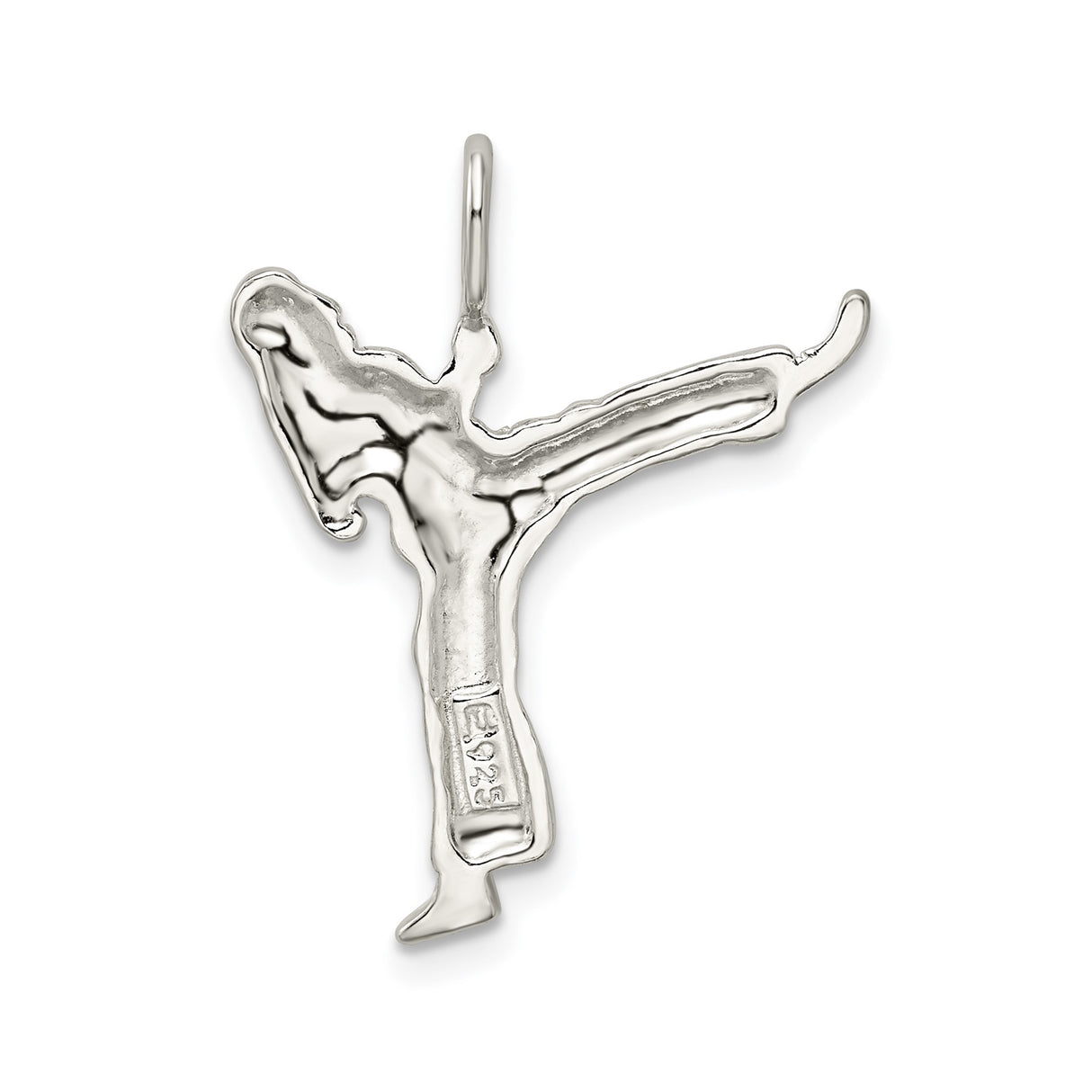 Sterling Silver Martial Arts Pendant with High Kick Pose, Karate or Taekwondo Charm
