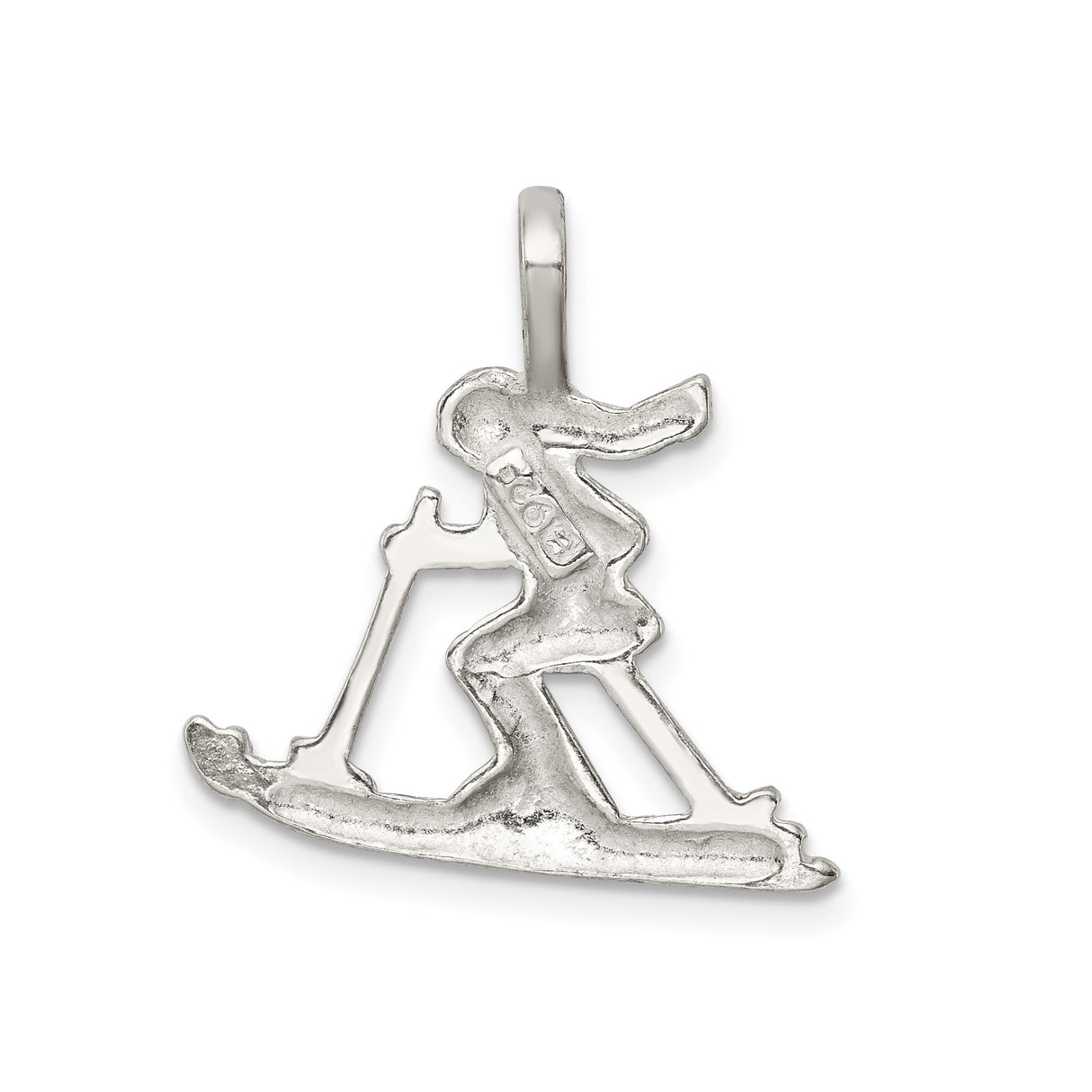 Sterling Silver Skier Pendant with Ski Poles and Skis, Winter Sports Theme