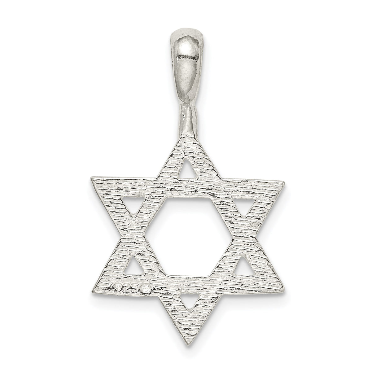 Sterling Silver Star of David Pendant, Polished Geometric Jewish Symbol Charm, Unisex Religious Jewelry