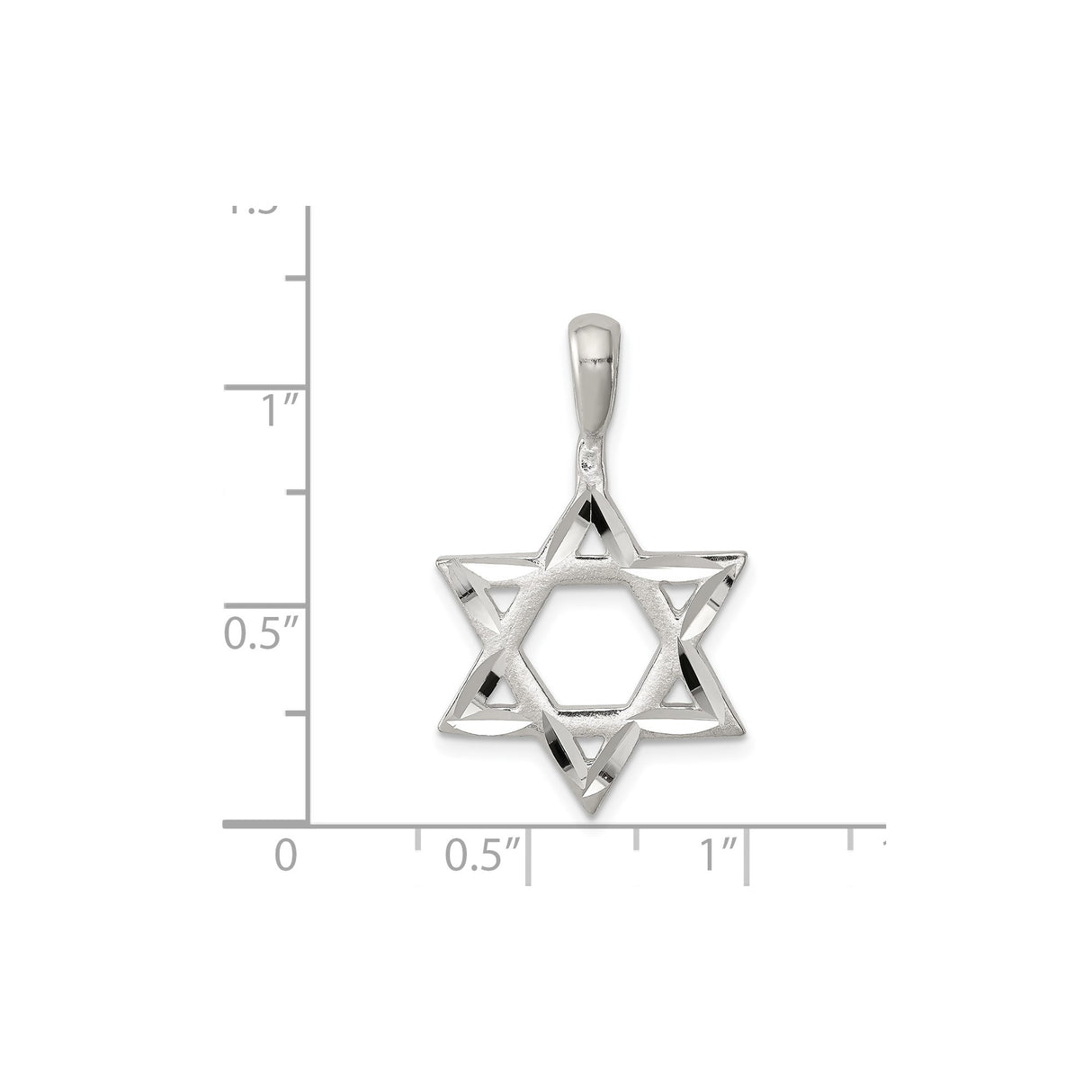 Sterling Silver Star of David Pendant, Polished Geometric Jewish Symbol Charm, Unisex Religious Jewelry