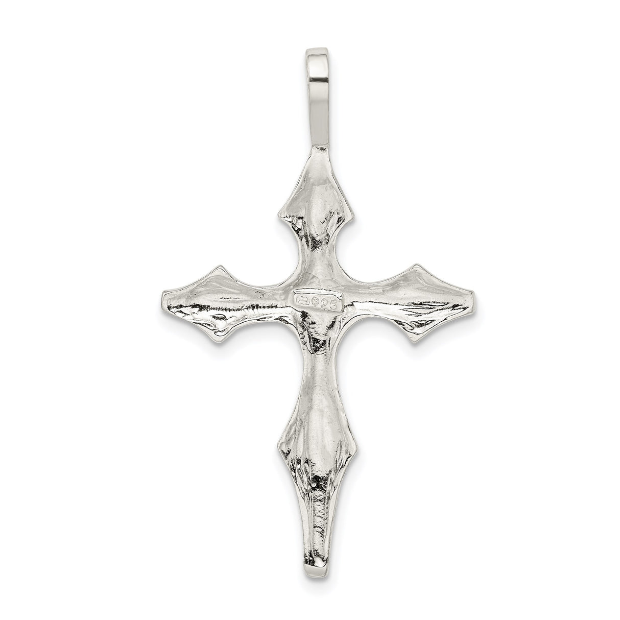 Sterling Silver Cross Pendant with Sculpted Contour Design, Bold Religious Jewelry for Men and Women