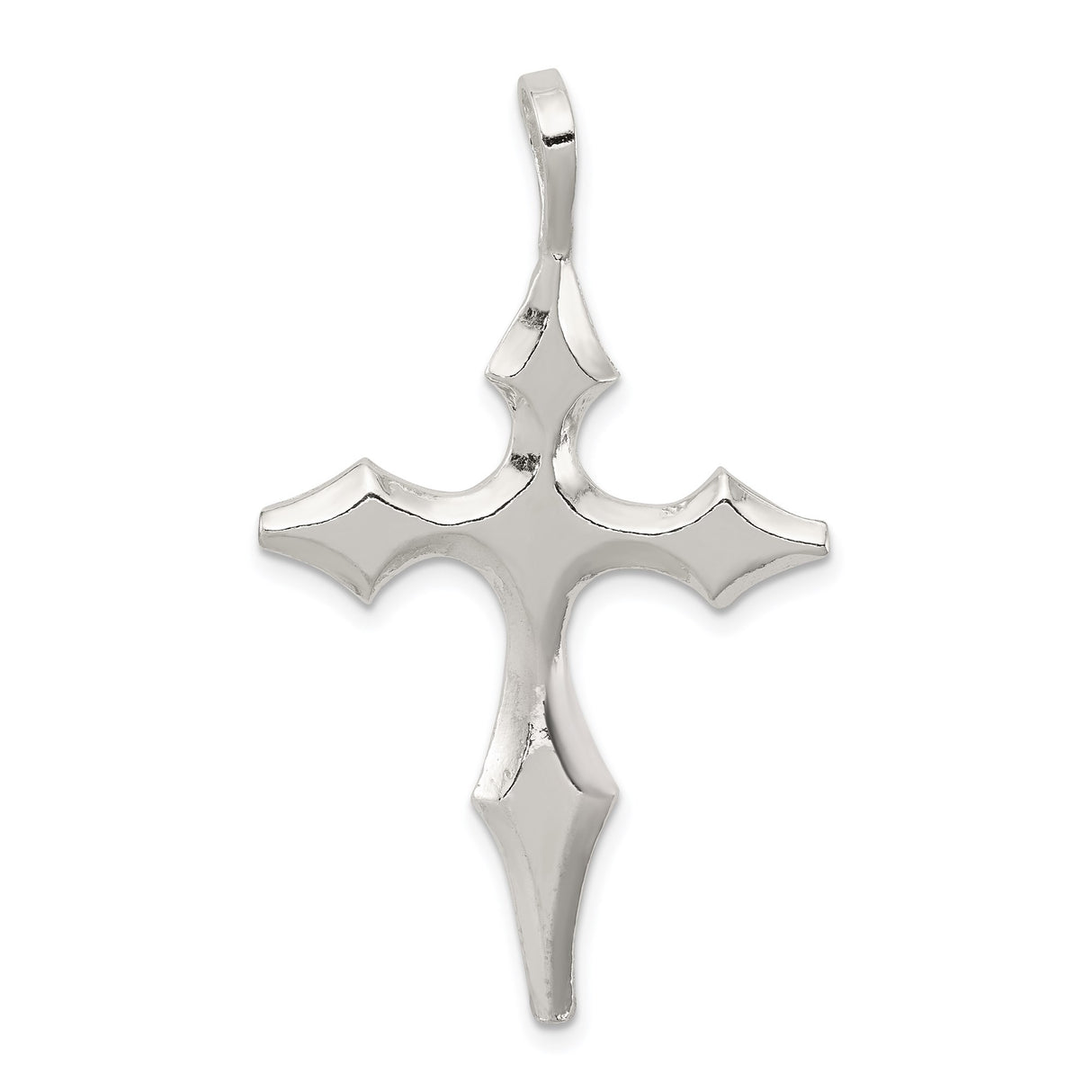 Sterling Silver Cross Pendant with Sculpted Contour Design, Bold Religious Jewelry for Men and Women