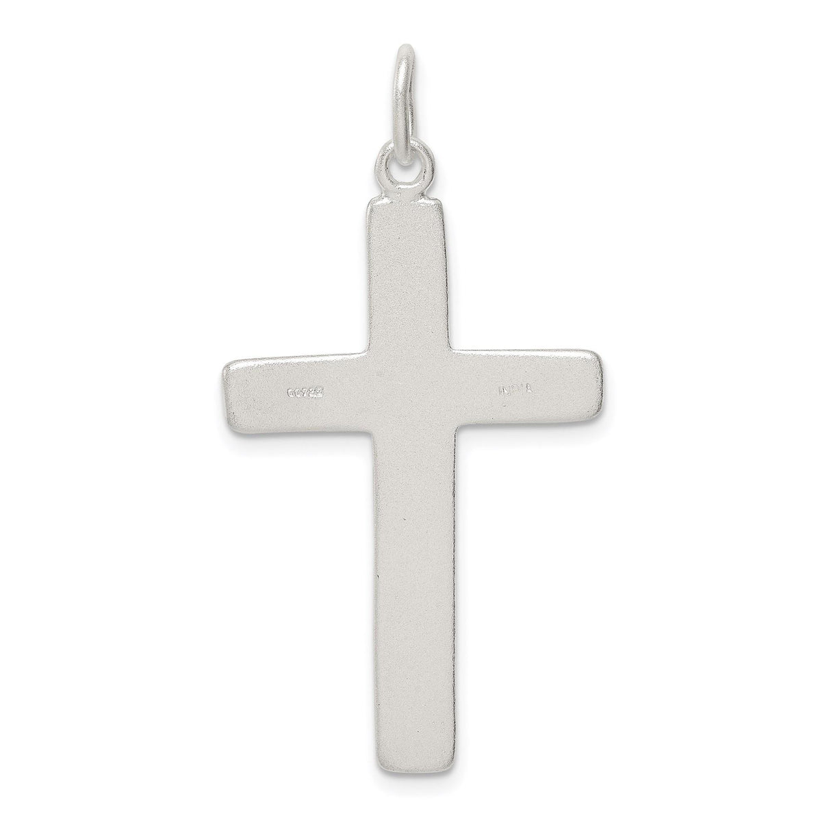 Sterling Silver Crucifix Cross Pendant with Satin Finish and INRI Inscription