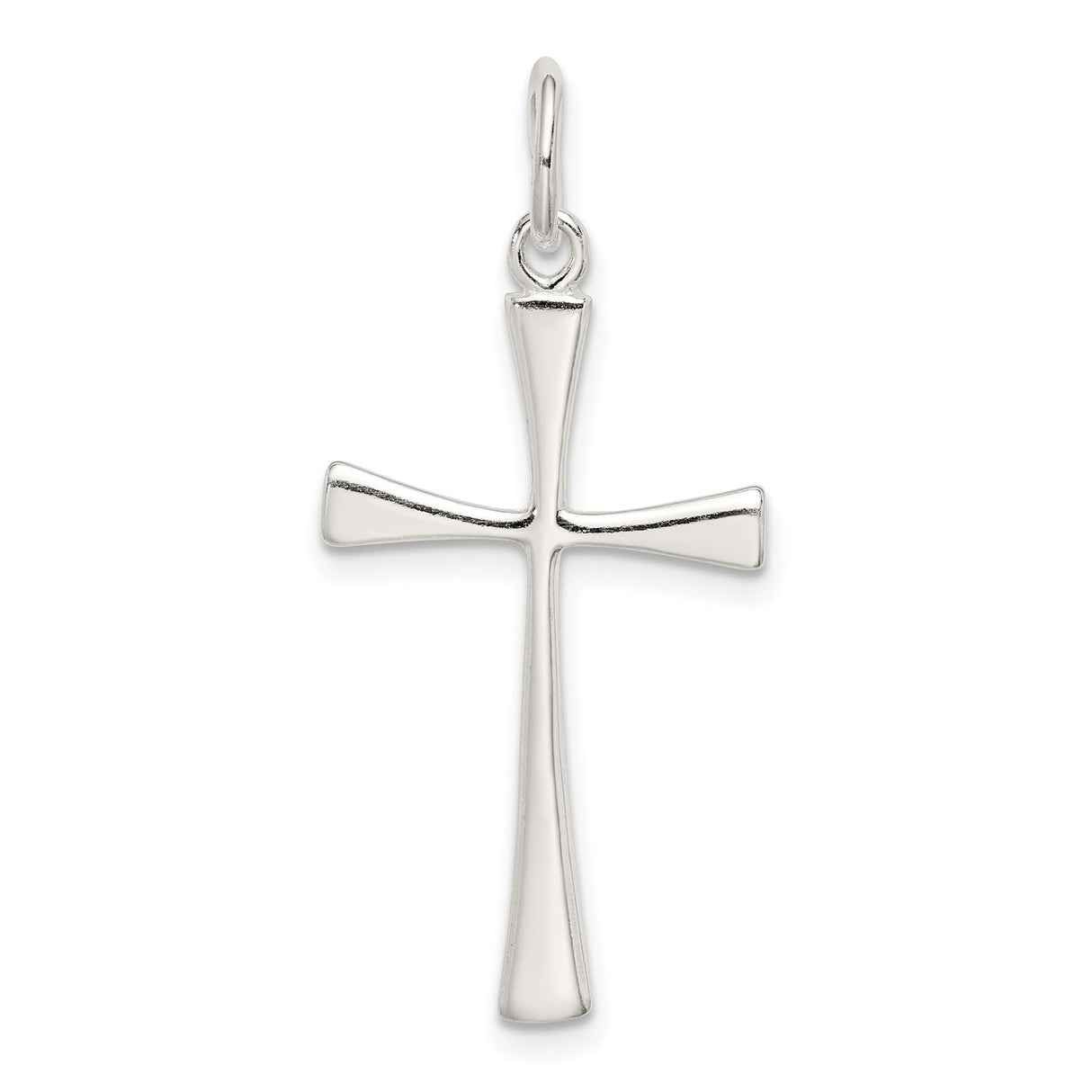 Sterling Silver Cross Pendant, Mirror Finish Latin Cross Design, Unisex Religious Jewelry